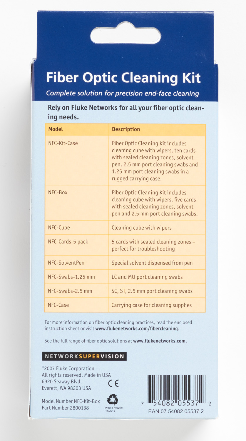 Consumibles kit limpieza de fibra óptica