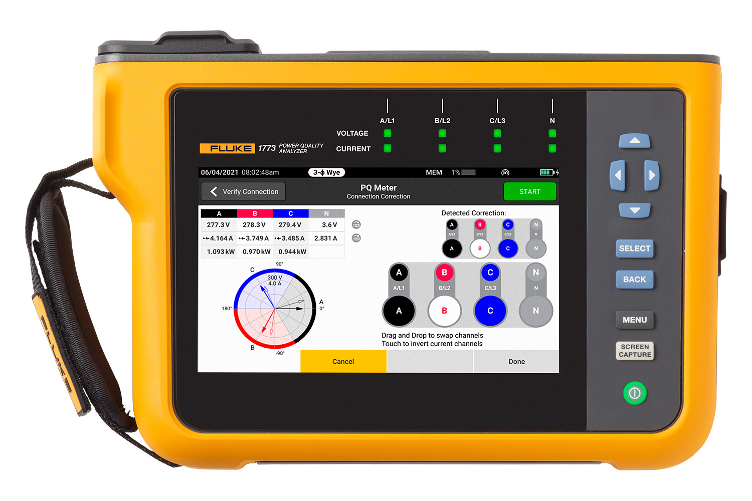 Fluke 1773 Analizador trifásico Calidad Eléctrica